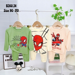 Bộ Thun Lạnh Bé Trai Spider Man, bộ dài tay cho bé trai từ 8kg đến 28kg, Lolafasi Shop