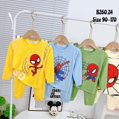 Bộ Thun Lạnh Bé Trai Spider Man, bộ dài tay cho bé trai từ 8kg đến 28kg, Lolafasi Shop