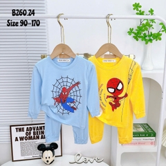 Bộ Thun Lạnh Bé Trai Spider Man, bộ dài tay cho bé trai từ 8kg đến 28kg, Lolafasi Shop