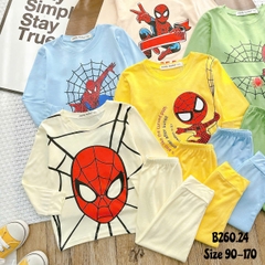 Bộ Thun Lạnh Bé Trai Spider Man, bộ dài tay cho bé trai từ 8kg đến 28kg, Lolafasi Shop