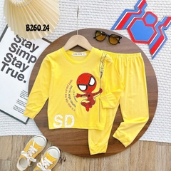 Bộ Thun Lạnh Bé Trai Spider Man, bộ dài tay cho bé trai từ 8kg đến 28kg, Lolafasi Shop