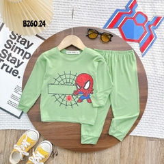 Bộ Thun Lạnh Bé Trai Spider Man, bộ dài tay cho bé trai từ 8kg đến 28kg, Lolafasi Shop