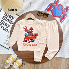 Bộ Thun Lạnh Bé Trai Spider Man, bộ dài tay cho bé trai từ 8kg đến 28kg, Lolafasi Shop