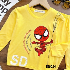 Bộ Thun Lạnh Bé Trai Spider Man, bộ dài tay cho bé trai từ 8kg đến 28kg, Lolafasi Shop