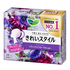 Băng vệ sinh Kao Laurie hàng ngày 72 miếng (5 mùi hương) (Cam - Hoa quả) (Tím - Hương hoa)