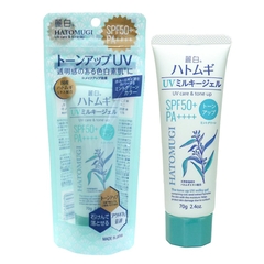 Kem chống nắng Kumano Hatomugi SPF50 + PA ++++ nâng tông, dưỡng ẩm da 70g - xanh bạc hà