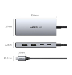 Bộ chia Hub USB-C ra 2 cổng USB 3.1 và 2 cổng USB-C màu đen Ugreen