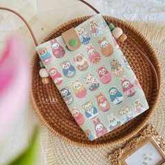 Túi Đeo Nhỏ Xinh Phối Da Và Hạt Gỗ