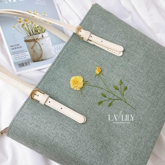 Túi Tote Xanh Mint Thêu Hoa