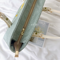 Túi Tote Xanh Mint Thêu Hoa