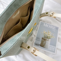 Túi Tote Xanh Mint Thêu Hoa