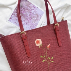 Túi Tote Đỏ Đun Thêu Hoa