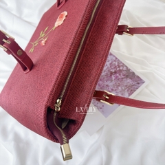 Túi Tote Đỏ Đun Thêu Hoa