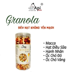 [ COMBO 3 TẶNG 1 ] Ngũ Cốc Granola KHÔNG YẾN MẠCH NƯỚNG MẬT Api Food - 20 HẠT MACCA (Macca, Hạnh Nhân, Óc Chó Vàng, Óc Chó Đỏ, Hạt Điều)