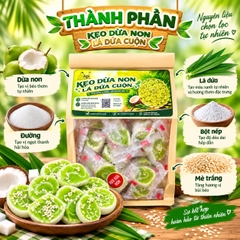 Kẹo Dừa Sáp Non Cuộn Vị Lá Dứa 500gr - Dẻo Mềm, Thơm Ngon Khó Cưỡng