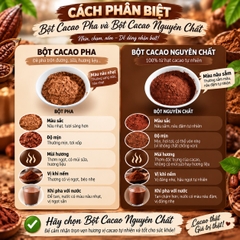 Bột Cacao Nguyên Chất 100% Không Pha Bột - Đặc Sản Tây Nguyên - Hỗ Trợ Đẹp Da, Giữ Dáng