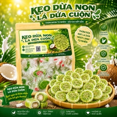 Kẹo Dừa Sáp Non Cuộn Vị Lá Dứa 500gr - Dẻo Mềm, Thơm Ngon Khó Cưỡng