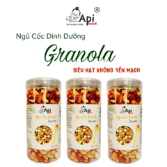 [ COMBO 2 TẶNG 1 ] Ngũ Cốc Granola KHÔNG YẾN MẠCH NƯỚNG MẬT Api Food - 20 HẠT MACCA (Macca, Hạnh Nhân, Óc Chó Vàng, Óc Chó Đỏ, Hạt Điều) Food Thức Ăn Hạt Ngũ Cốc