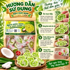 Kẹo Dừa Sáp Non Cuộn Vị Lá Dứa 500gr - Dẻo Mềm, Thơm Ngon Khó Cưỡng