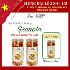 [ COMBO 2 TẶNG 1 ] Ngũ Cốc Granola KHÔNG YẾN MẠCH NƯỚNG MẬT Api Food - 20 HẠT MACCA (Macca, Hạnh Nhân, Óc Chó Vàng, Óc Chó Đỏ, Hạt Điều) Food Thức Ăn Hạt Ngũ Cốc
