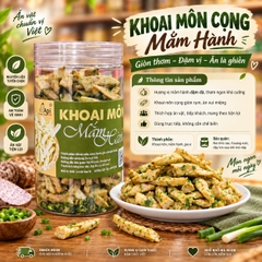 Khoai Môn Cọng Sấy Giòn Tẩm Gia Vị Mắm Hành - Bùi Béo Thơm Ngon Mê Ly