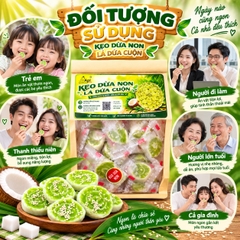 Kẹo Dừa Sáp Non Cuộn Vị Lá Dứa 500gr - Dẻo Mềm, Thơm Ngon Khó Cưỡng