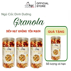 [ COMBO 3 TẶNG 1 ] Ngũ Cốc Granola KHÔNG YẾN MẠCH NƯỚNG MẬT Api Food - 20 HẠT MACCA (Macca, Hạnh Nhân, Óc Chó Vàng, Óc Chó Đỏ, Hạt Điều)
