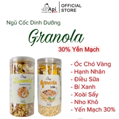 [ COMBO 2 HỘP TẶNG 1 BỘ CHÉN GÁO DỪA ] Ngũ Cốc Dinh Dưỡng Granola 30% Yến Mạch 1KG Api Food - Ngũ Cốc Ăn Kiêng, Hổ Trợ Giảm Cân
