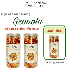 [ COMBO 2 TẶNG 1 ] Ngũ Cốc Granola KHÔNG YẾN MẠCH NƯỚNG MẬT Api Food - 20 HẠT MACCA (Macca, Hạnh Nhân, Óc Chó Vàng, Óc Chó Đỏ, Hạt Điều) Food Thức Ăn Hạt Ngũ Cốc