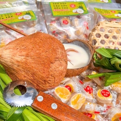 Kẹo Dừa Non Cuộn Sầu Riêng 500gr – Dẻo Mềm Béo Ngậy, Thơm Ngon Tan Chảy Vị Sầu Riêng