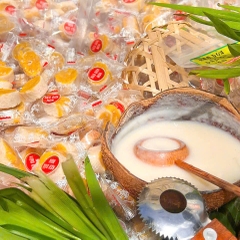 Kẹo Dừa Non Cuộn Sầu Riêng 500gr – Dẻo Mềm Béo Ngậy, Thơm Ngon Tan Chảy Vị Sầu Riêng