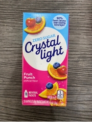 Bột pha nước trái cây Crystal Light Zero Sugar Fruit Punch 10 gói 25,5g Mỹ