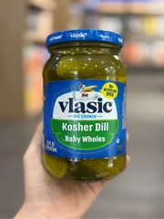 Dưa Leo Muối Vlasic Kosher Dill Baby Wholes Mỹ 473ml – Pickles Nguyên Trái Giòn Chua Mặn Ăn Kèm Burger Sandwich