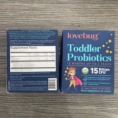 Men vi sinh LoveBug Toddler Probiotics 15 Billion CFU – cho bé 12 tháng đến 4 tuổi (hộp 30 gói)