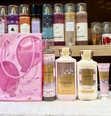 Set 4 Món Bath & Body Works Champagne Toast – Xịt Thơm, Sữa Tắm, Dưỡng Thể & Kem Dưỡng Da Tay – Mỹ