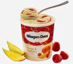 Kem Haagen Dazs xoài và phúc bồn tử mini 100ml Bỉ