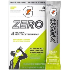 Gatorade Zero Hydration Lemon Lime 8 Gói – Bột Điện Giải Không Đường Vị Chanh Mỹ