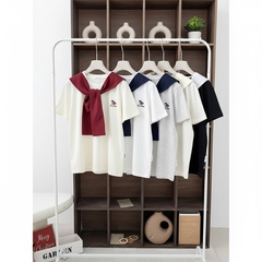 Áo thun QB nữ phối khăn cổ thủy thủ form suông phong cách học đường trẻ trung nữ tính dễ thương B8