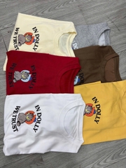 Áo phông QB nữ in hình IN DOLLY WE TRUST form rộng phong cách trẻ trung năng động dễ thương B8