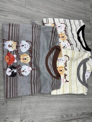 Áo thun QB nữ kẻ sọc in hình thú cưng dễ thương form rộng phong cách đáng yêu trẻ trung B8