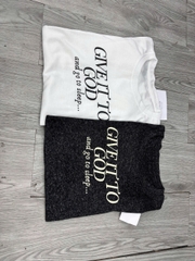 Áo phông QB nữ chữ GIVE IT TO GOD form rộng phong cách tối giản trẻ trung năng động thời trang B8