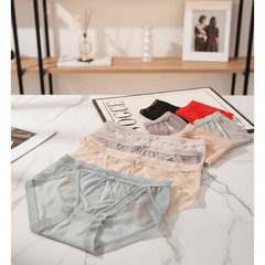 Quần lót nữ QB lưới xuyên viền ren nơ nhỏ sexy 16E
