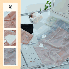 Quần lót nữ QB viền ren co giãn tôn dáng phối nơ nhỏ phong cách dễ thương 16E