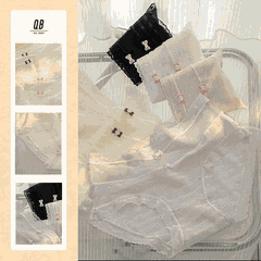 Quần lót nữ QB ren lưới sọc nơ hoa nhỏ dễ thương 16E