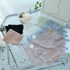 Quần lót nữ QB viền ren co giãn tôn dáng phối nơ nhỏ phong cách dễ thương 16E