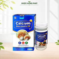 Viên uống Calcium Gluconate MK  giúp bổ sung canxi cho cơ thể, hỗ trợ xương và răng chắc khỏe hộp 100 viên