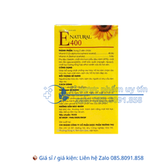 Viên uống E Natural 40.0 hỗ trợ làm đẹp da, hạn chế năm, sạm da hộp 100 viên