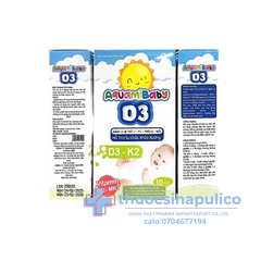 Vitamin Aquamibaby D3 giúp tăng cường hấp thu canxi vào xương, chắc khỏe của xương hộp 10 ml