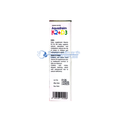 Siro aquadreim k2+d3 giúp bổ sung Vitamin D3 cho cơ thể, hỗ trợ tăng cường hấp thu và chuyển hóa Canxi hộp 10ml