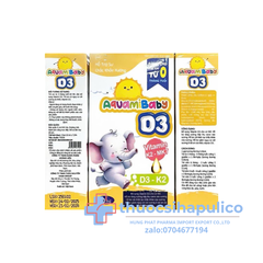 Vitamin Aquamibaby D3 giúp tăng cường hấp thu canxi vào xương, chắc khỏe của xương hộp 10 ml